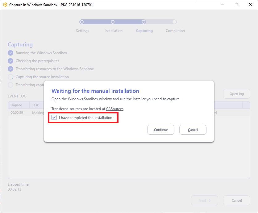 setup-capture-sandbox-step3-waiting-ticked