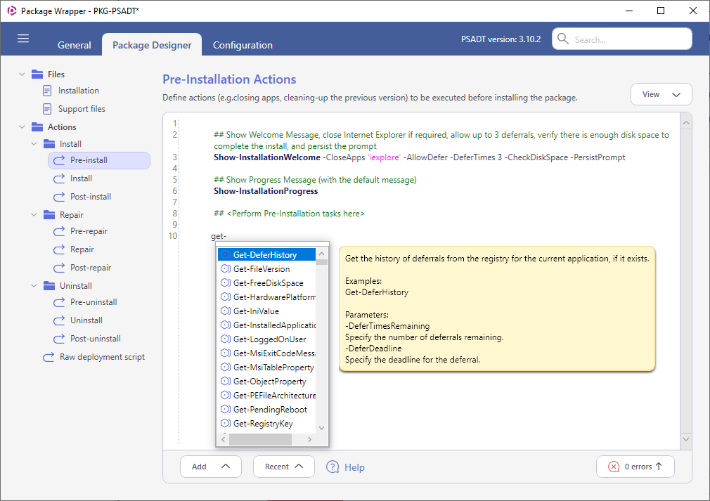 pkg-wrapper-actions-instellisense-commands