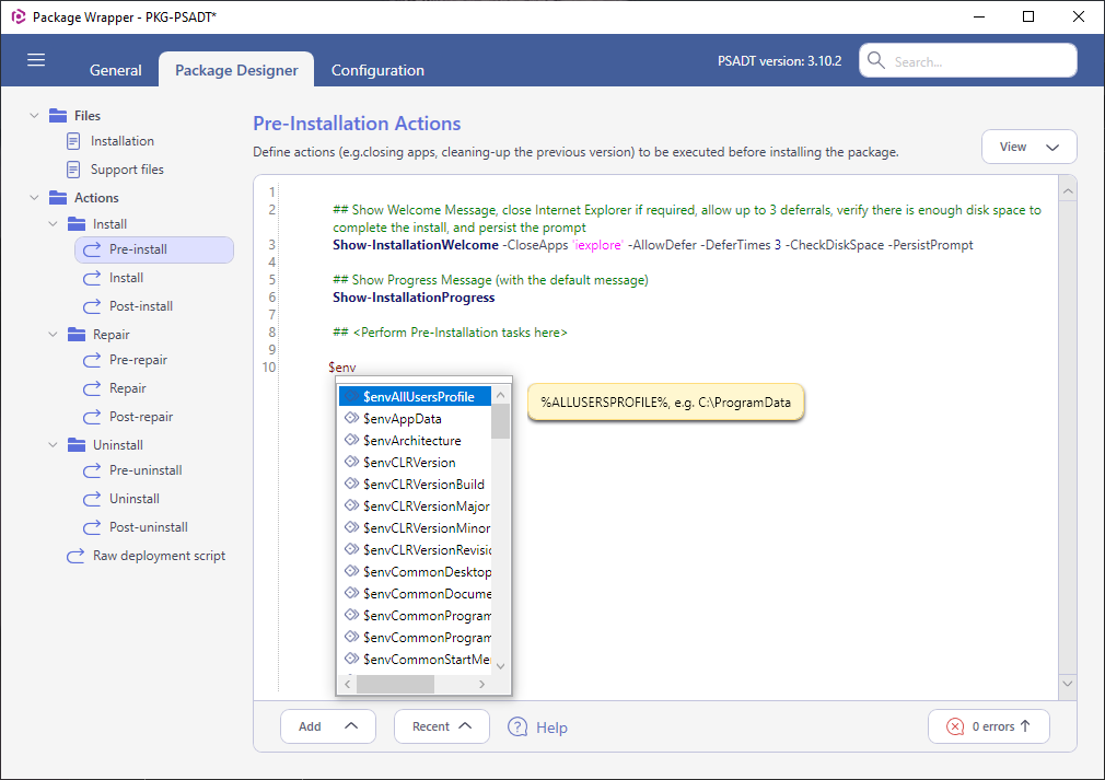pkg-wrapper-actions-instellisense-variables