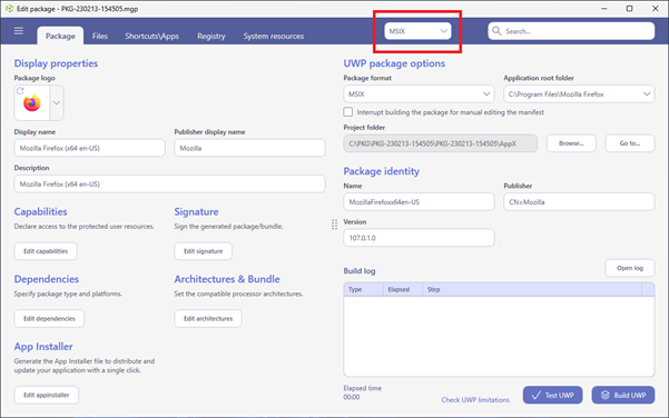 edit package msix