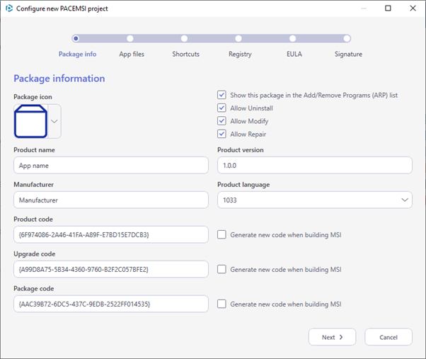 configure project details