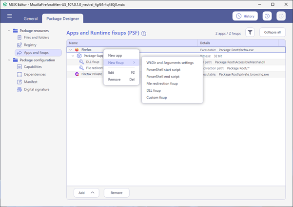 WkDir and Arguments settings