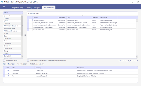 User related Table Editor