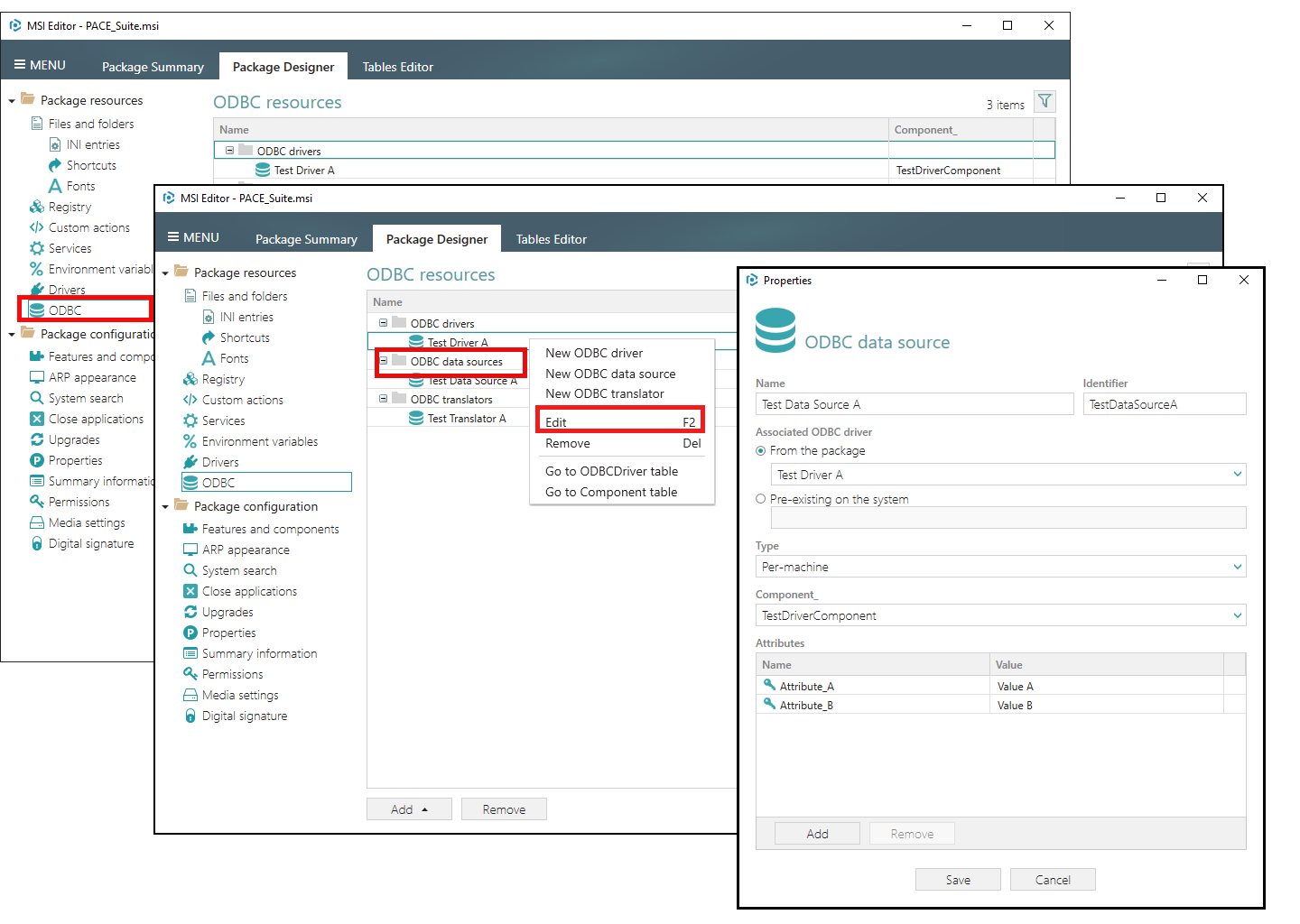 Edit ODBC data source