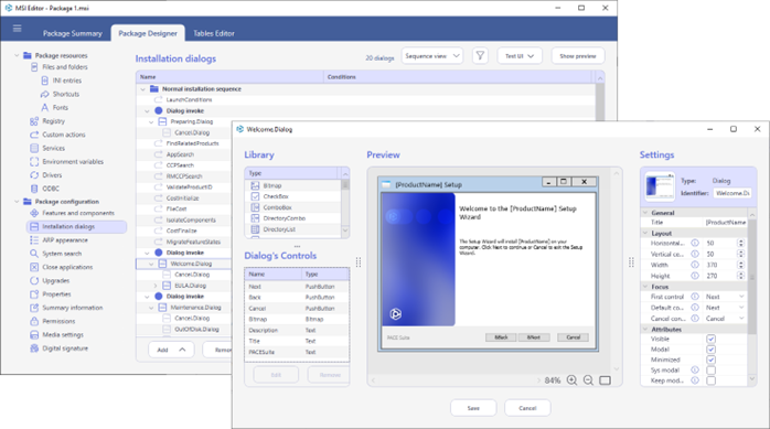 Editor for Installation Dialogs PACE Suite