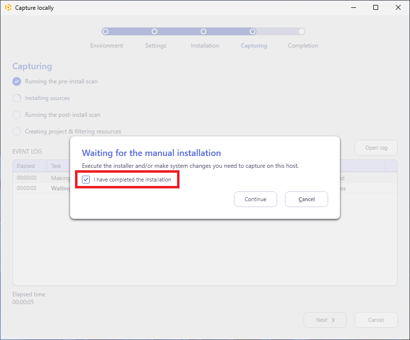 local capture complete installation