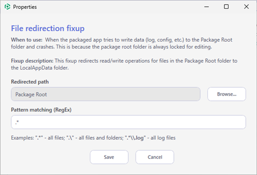 File redirection fixups