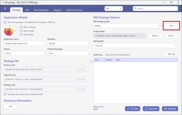 User related active setup edit