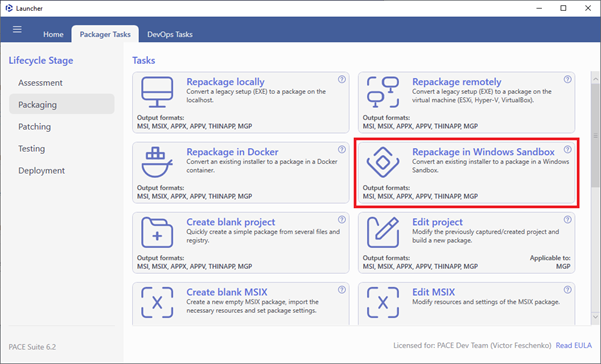 repackage in windows sandbox